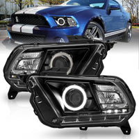 Thumbnail for ANZO 2010-2014 Ford Mustang Projector Headlights w/ Halo Black (CCFL)