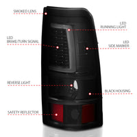 Thumbnail for ANZO 2003-2006 Chevy Silverado 1500 LED Taillights Plank Style Black w/Smoke Lens