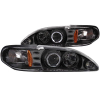 Thumbnail for ANZO 1994-1998 Ford Mustang Projector Headlights w/ Halo Black 1pc