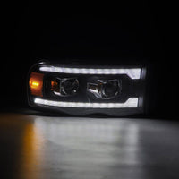 Thumbnail for AlphaRex 02-05 Dodge Ram 1500 LUXX LED Proj Headlights Plank Style Black w/Activ Light/Seq Signal