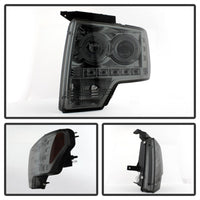 Thumbnail for Spyder Ford F150 09-14 Projector Headlights Halogen Model- LED Halo LED Smke PRO-YD-FF15009-HL-SM