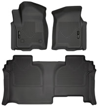 Thumbnail for Husky Liners 19-23 GMC Sierra 1500 Double Cab Weatherbeater Black Front & 2nd Seat Floor Liners