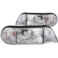 Thumbnail for ANZO 1987-1993 Ford Mustang Crystal Headlights Chrome w/ Corner Lights 2pc