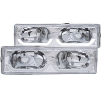 Thumbnail for ANZO 1988-1998 Chevrolet C1500 Crystal Headlights Chrome w/ Low - Brow