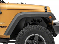Thumbnail for Officially Licensed Jeep 07-18 Wrangler JK Aluminum Inner Fender Liners w/ Jeep Logo- Front-Txt Blk