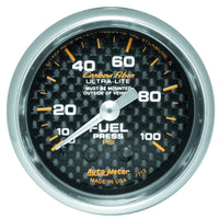 Thumbnail for Autometer Carbon Fiber 52mm 100 PSI Mechanical Fuel Pressure Gauge