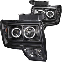 Thumbnail for ANZO 2009-2014 Ford F-150 Projector Headlights w/ Halo Black (CCFL)