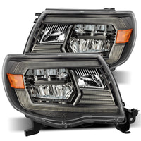 Thumbnail for AlphaRex 05-11 Toyota Tacoma LUXX Crystal Headlights Plank Style Alpha Black w/Activation Light/DRL