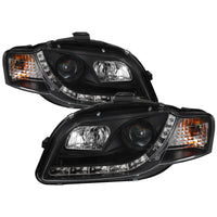 Thumbnail for Spyder Audi A4 06-08 Projector Headlights Halogen Model Only - DRL Black PRO-YD-AA405-DRL-BK