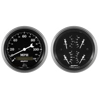 Thumbnail for Auto Meter Gauge Kit 2 pc. Quad & Speedometer 3 3/8in Old Tyme Black
