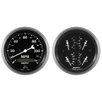 Thumbnail for Auto Meter Gauge Kit 2 pc. Quad & Speedometer 3 3/8in Old Tyme Black