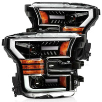 Thumbnail for AlphaRex 15-17 Ford F-150 LUXX LED Projector Headlights Plank Style Alpha Blk w/Activ Light/DRL