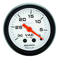 Thumbnail for Autometer Phantom 52mm 30 in. HG. Mechanical Vacuum Gauge
