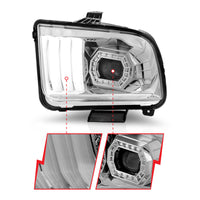 Thumbnail for ANZO 05-09 Ford Mustang (w/Factory Halogen HL Only) Projector Headlights w/Light Bar Chrome Housing