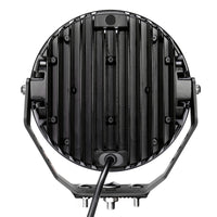 Thumbnail for Go Rhino Xplor Blackout Series Round Single LED Spot Light Kit w/DRL (Surface Mount) 9in. - Blk