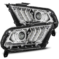 Thumbnail for AlphaRex 10-12 Ford Mustang PRO-Series Projector Headlights Plank Style Chrome w/Top/Bottom DRL