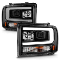 Thumbnail for ANZO 99-04 Ford F250/F350/F450/Excursion (excl 99) Projector Headlights - w/ Light Bar Black Housing