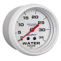 Thumbnail for Autometer AutoGage 2-5/8in. / 35 PSI Mechanical Water Press Gauge - Marine White