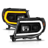Thumbnail for ANZO 05-11 Toyota Tacoma Projector Headlights w/Light Bar Switchback Black Housing