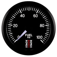 Thumbnail for Autometer Stack 52mm 0-100 PSI 1/8in NPTF Male Pro Stepper Motor Fuel Pressure Gauge - Black