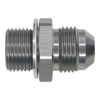 Thumbnail for DeatschWerks 8AN Male Flare to M18 X 1.5 Male Metric Adapter (Incl Washer) - Anodized Matte Black