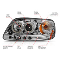 Thumbnail for ANZO 1997.5-2003 Ford F-150 Projector Headlights w/ Halo Chrome 1pc