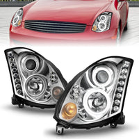 Thumbnail for ANZO 2003-2007 Infiniti G35 Projector Headlights w/ Halo Chrome (CCFL) (HID Compatible)