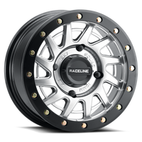 Thumbnail for Raceline A12SB Squad 15x7in/4x137 BP/10mm Offset/110.18mm Bore - Silver & Black Ring Beadlock Wheel