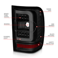Thumbnail for ANZO 01-11 Ford Ranger LED Taillights - Black Housing w/ Smoke Lens & Light Bar