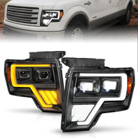 Thumbnail for ANZO 09-14 Ford F-150 Full LED Proj Headlights w/Initiation Feature - Black
