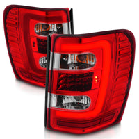 Thumbnail for ANZO 1999-2004 Jeep Grand Cherokee LED Tail Lights w/ Light Bar Chrome Housing Red/Clear Lens