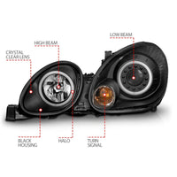 Thumbnail for ANZO 1998-2005 Lexus Gs300 Projector Headlights w/ Halo Black