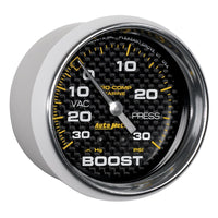 Thumbnail for Autometer Marine Carbon Fiber Gauge 2-5/8in Mechanical Vacuum/Boost Gauge 30INHG-30PSI