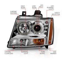 Thumbnail for ANZO 2007-2013 Chevrolet Avalanche Projector Headlights w/ Halo Chrome
