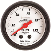 Thumbnail for Autometer Phantom 2-1/16in 0-1.0 Bar Mechanical Fuel Pressure Gauge