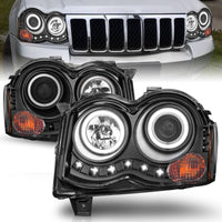 Thumbnail for ANZO 2008-2010 Jeep Grand Cherokee Projector Headlights w/ Halo Black (CCFL)