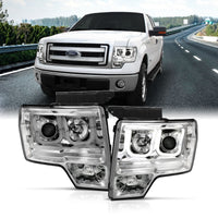 Thumbnail for ANZO 2009-2014 Ford F-150 Projector Headlights w/ U-Bar Chrome