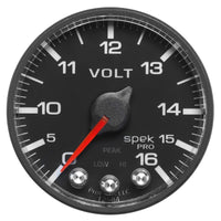 Thumbnail for AutoMeter Gauge Voltmeter 2-1/16in. 16V Stepper Motor W/Peak & Warn Blk/Blk Spek-Pro