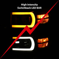 Thumbnail for ANZO 14-15 Chevrolet Silverado 1500 Projector Headlights w/ Plank Style Switchback Black w/ Amber