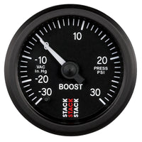 Thumbnail for Autometer Stack 52mm -30INHG to +30 PSI (Incl T-Fitting) Pro Stepper Motor Boost Press Gauge - Black