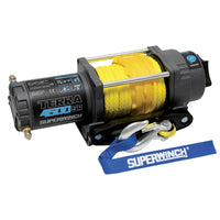 Thumbnail for Superwinch 4500 LBS 12V DC 1/4in x 50ft Synthetic Rope Terra 4500SR Winch - Gray Wrinkle