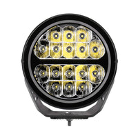 Thumbnail for Go Rhino Xplor Blackout Series Round LED Spot Light Beam w/DRL (Surface/Thread Stud Mnt) 7in. - Blk