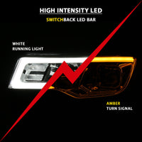 Thumbnail for ANZO 2017-2018 Jeep Grand Cherokee Projector Headlights w/ Plank Style Switchback - Chrome w/ Amber