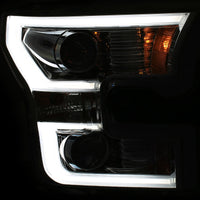 Thumbnail for ANZO 2015-2017 Ford F-150 Projector Headlights w/ Plank Style Switchback Chrome w/ Amber