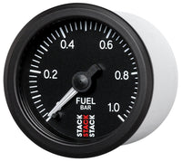 Thumbnail for Autometer Stack 52mm 0-1 Bar M10 Male Pro Stepper Motor Fuel Pressure Gauge - Black