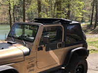 Thumbnail for Rampage 18-21 Jeep Wrangler (JL) Unlimited Frameless TrailView Fastback Soft Top Kit - Black Diamond