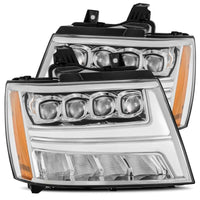 Thumbnail for AlphaRex 07-13 Chevy Avalanche NOVA LED Proj Headlights Plank Style Design Chrome w/Activ Light/DRL