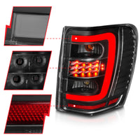 Thumbnail for ANZO 1999-2004 Jeep Grand Cherokee LED Tail Lights w/ Light Bar Black Housing Clear Lens