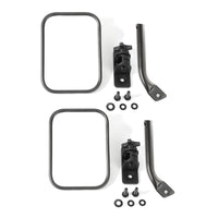 Thumbnail for Rugged Ridge 97-18 Jeep Wrangler Textured Black Rectangular Stubby Trail Mirror Kit