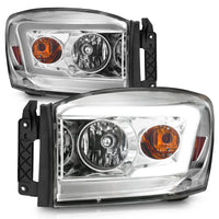 Thumbnail for Anzo 06-09 Dodge RAM 1500/2500/3500 Headlights Chrome Housing/Clear Lens (w/ Light Bars)